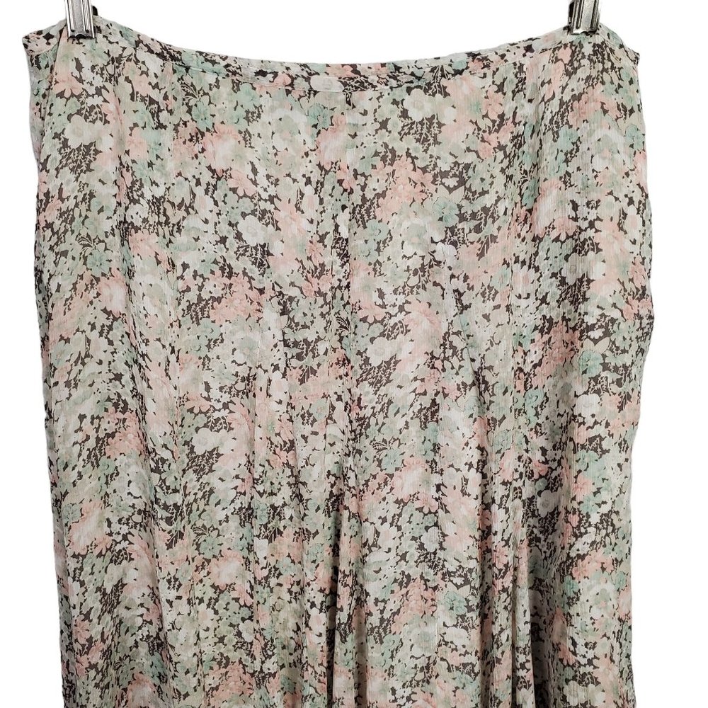 JNY Collection Size 12 Skirt Floral Crinkle 100% Silk Flowing Full Hem Midi - Picture 3 of 11